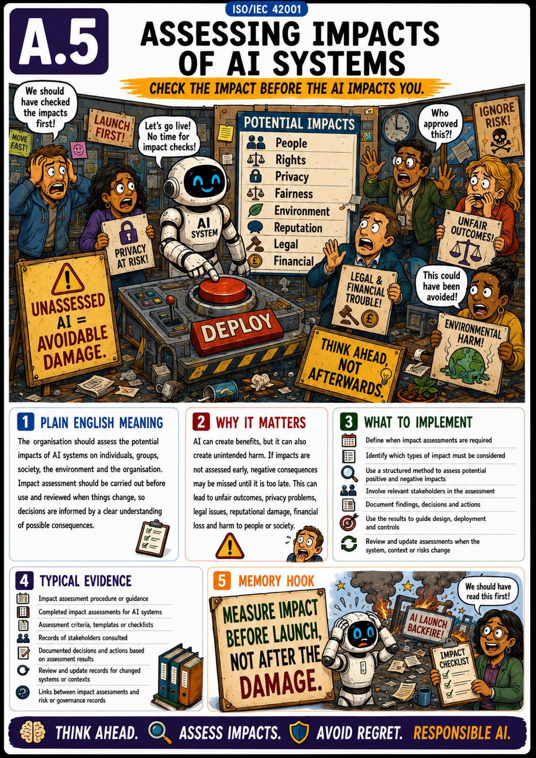 ISO 42001 Annex A.5 Assessing Impacts of AI Systems - Humorous Control Card
