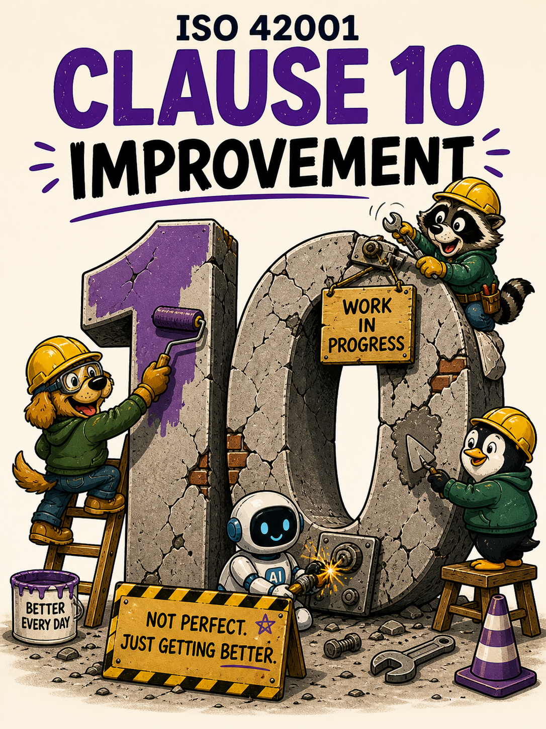 ISO 42001 Clause 10 Improvement - Humorous Simple Memory Card