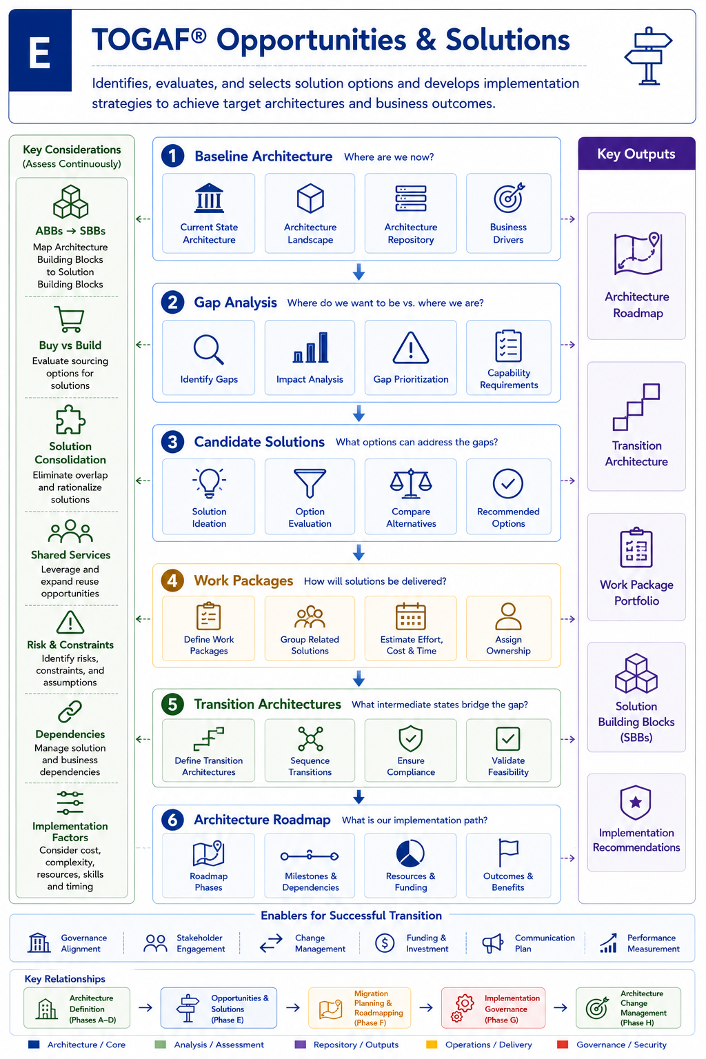 TOGAF Opportunities and Solutions Diagram - Phase E - identifying work packages and transition architectures